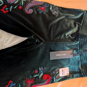 Free People driftwood velvet embroidered pants